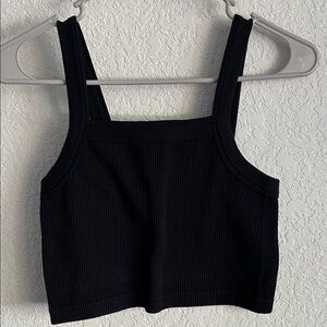 Black Ribbed Crop Top